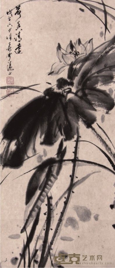 徐子鹤墨荷立轴 67×29