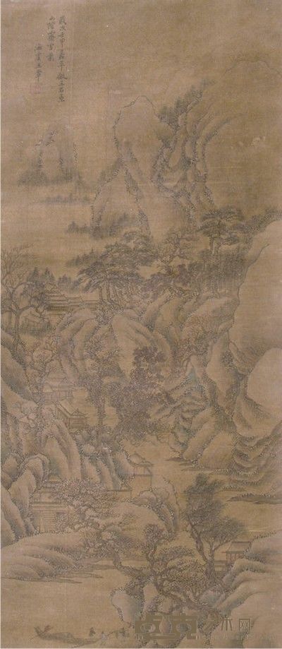 王石谷山水立轴 126×34