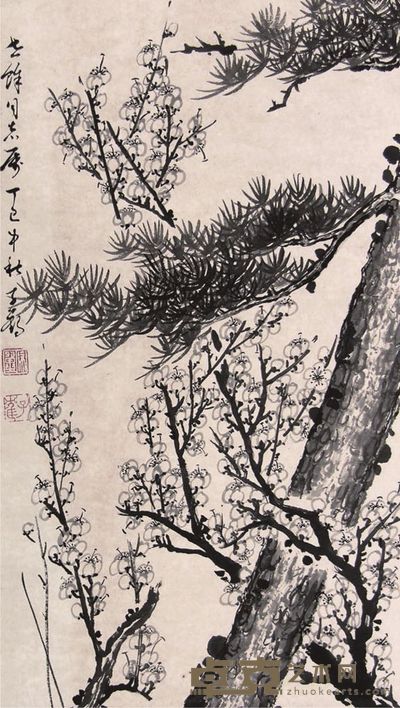 徐子鹤松梅立轴 50×28