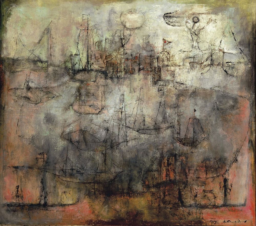 赵无极 1952年作 Bateaux au claire de la lune105×120cm