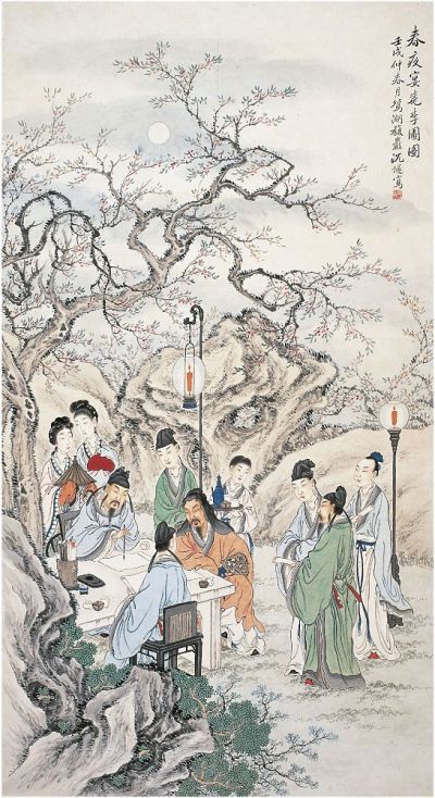 沉燧（1891～1932）春夜宴桃李园图 立轴
