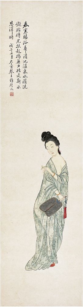 潘振镛（1852～1921）贵妃出浴图 立轴