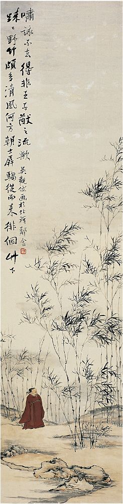 吴观岱（1862～1929）竹林啸咏图 立轴