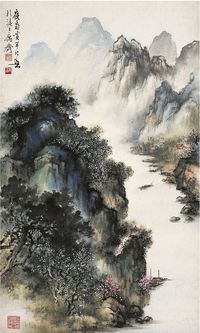 黄幻吾（1906～1985）峡江春色图 镜片