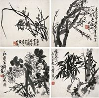 蒲华（1832～1911）梅兰竹菊 四屏