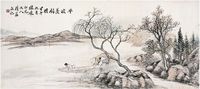 任预（1853～1901）平波羡钓图 横披（镜片）