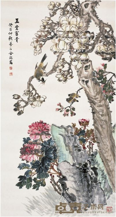 金梦石（1869～1944后）玉堂富贵图 立轴 150×80.5cm