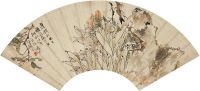 任伯年（1840～1895）水仙小鸟图 扇页