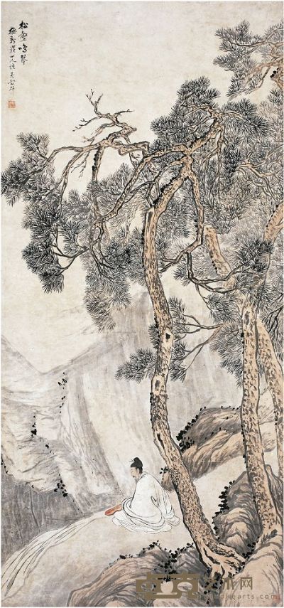 吴谷祥（1848～1903）松壑鸣琴图 立轴 130.5×62cm
