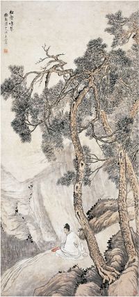 吴谷祥（1848～1903）松壑鸣琴图 立轴