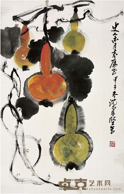 沉柔坚（1919～1998）葫芦图 镜片 69×45cm