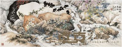 钱行健（1935～ ）幽涧听泉图 镜片 171×447cm