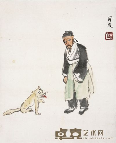 关良（1900～1986）东郭先生和狼 画心 30×24.5cm