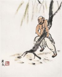 关良（1900～1986）鲁智深倒拔垂杨柳 画心