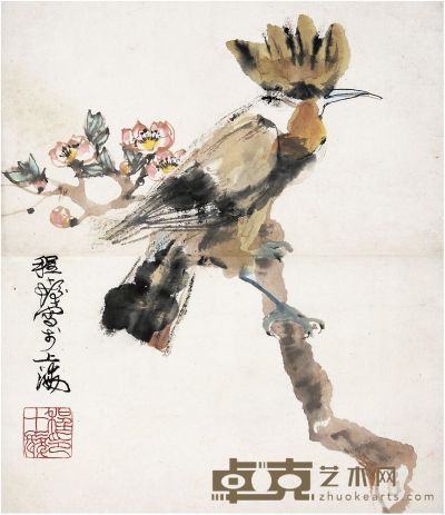 程十发（1921～2007）花鸟图 镜片 36×31.5cm