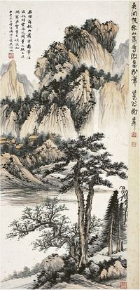 吴湖帆（1894～1968）秋山萧寺图 立轴