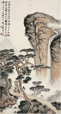 贺天健（1891～1977）寻幽听泉图 立轴