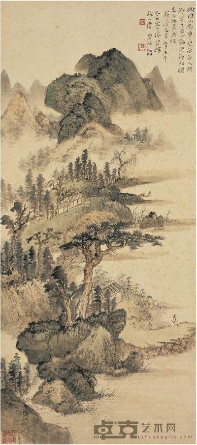 唐云（1910～1993）春山烟霭图 立轴 76.5×34cm