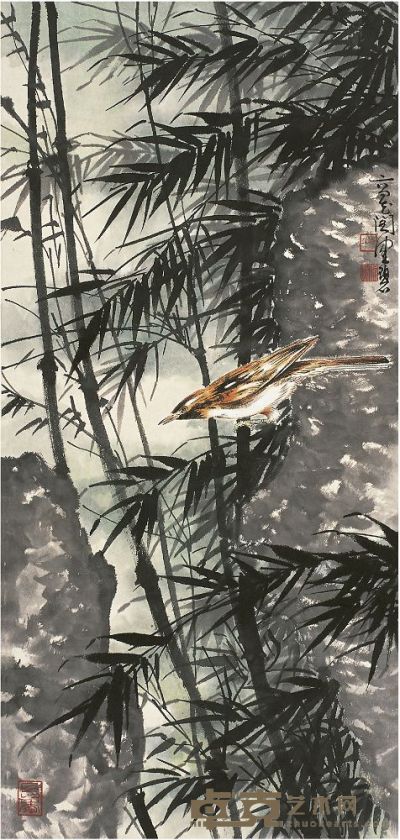 陈佩秋（1923～）竹林风鸣图 立轴 96×45.5cm