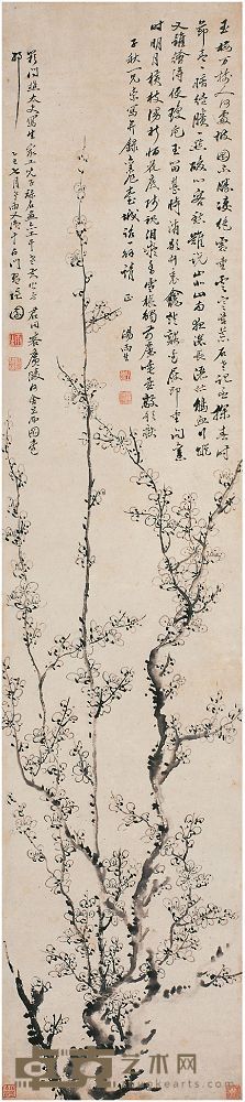 汤贻汾（1778～1853）玉梅图 立轴 143×31.5cm