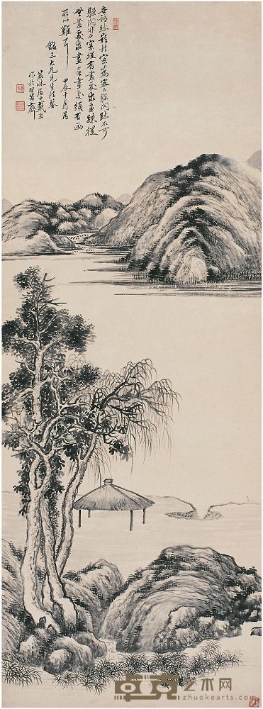 戴熙（1801～1860）隔江山色图 立轴 101.5×38cm