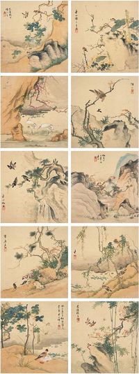 陈元章［清］花卉珍禽册 册页（十开）