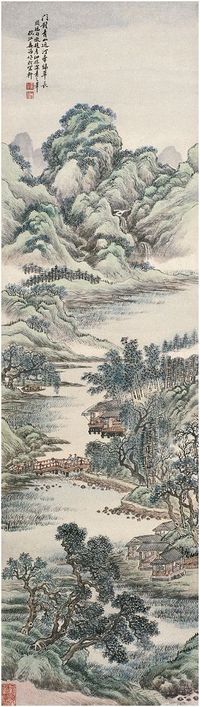 姜筠（1874～1919）青山村居图 立轴