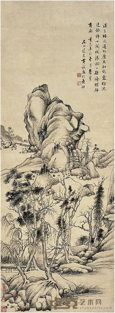 黄钺（1750～1841）溪月林风图 立轴 108.5×40.5cm