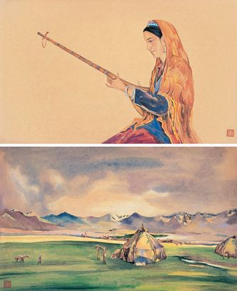 司徒乔 水彩 （两件一组）