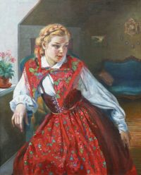 罗工柳 1956年作 穿红裙子的苏联女孩