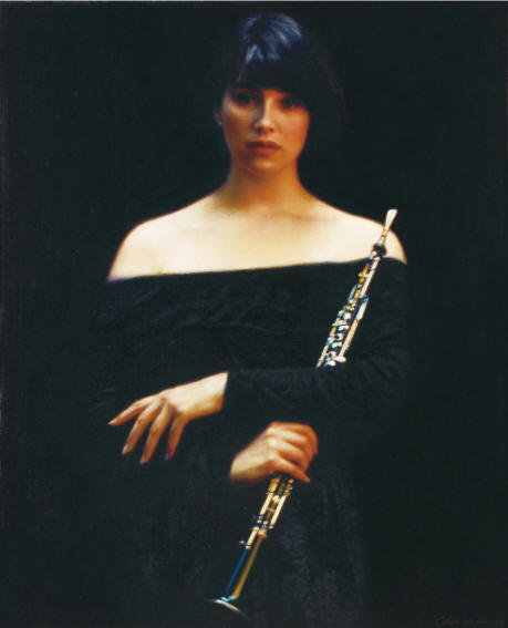 陈逸飞 1990年作 吹单簧管的女孩81×66.3cm