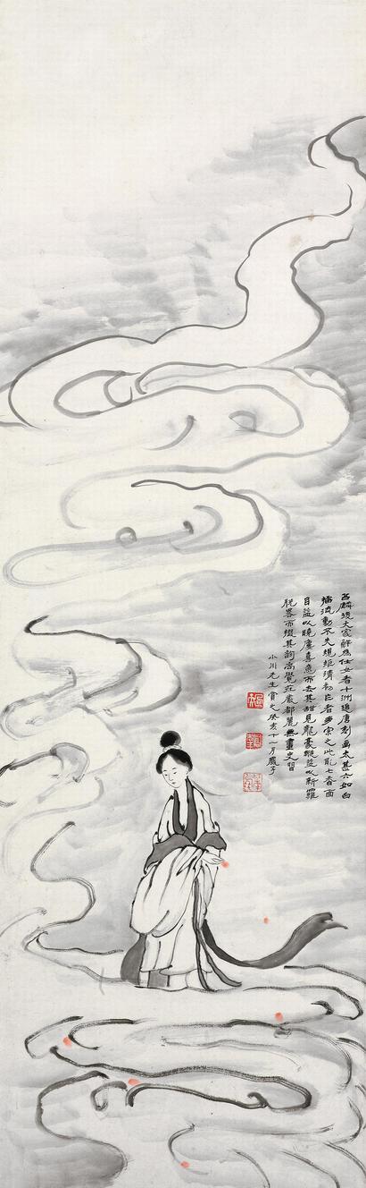 吕凤子 癸亥（1923年）作 天女散花 立轴