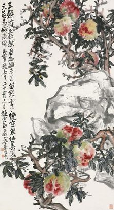 赵云壑 丙寅(1926年)作 寿桃 立轴