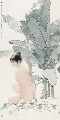 李爱国 丁亥（2007年）作  女红  镜心