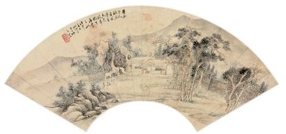 汤贻汾 戊申（1848年）作 秋居图 扇面