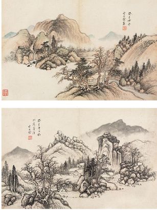 卞文瑜 顾樵 鲁得之 等 山水花卉集册 册页 （八开）