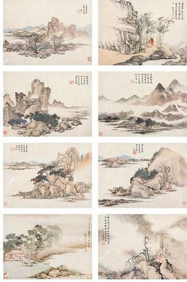 高简 壬午（1702年）作 拟古山水册 册页 （八开）