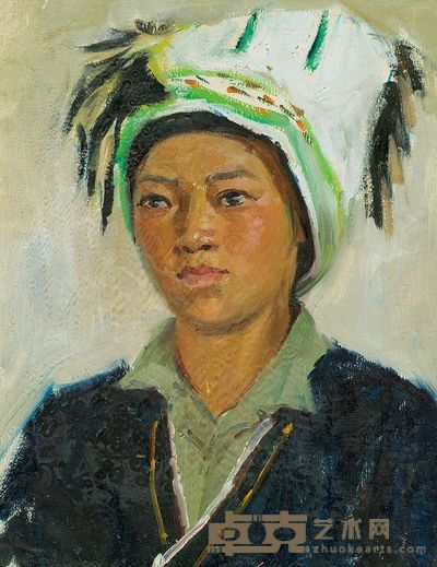 胡善余 少数民族女青年 42.3×32cm
