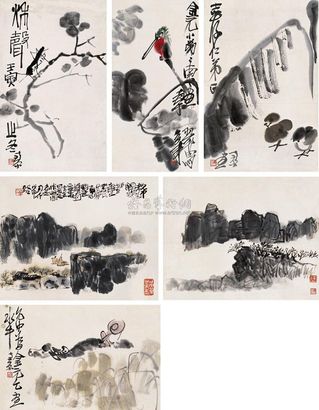 陈子庄 戊申（1968年）作 小品 （六帧） 镜心