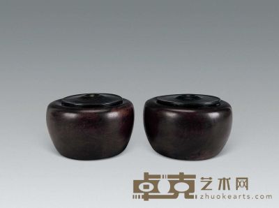 清 红木围棋罐 (一对) 直径14cm