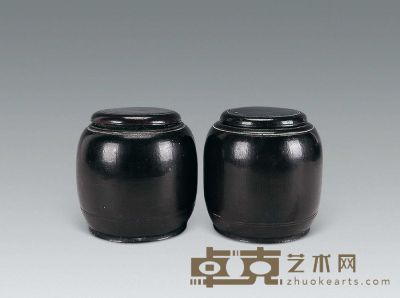 清 竹围棋罐 (一对) 高10cm