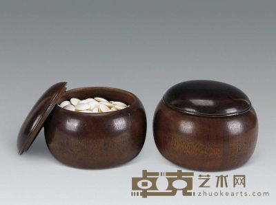 民国 木雕围棋罐及围棋 (一副) 直径12cm
