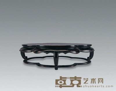 清 紫檀海棠形花几 长30cm