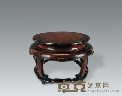 清 红木嵌瘦面花几 直径23cm