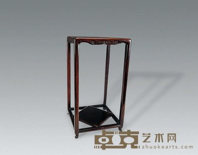 清 红木方形花架 高37cm