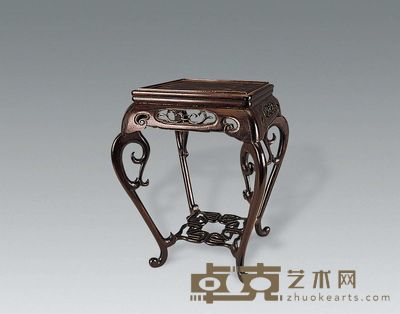 清 红木卷云腿花几 高31cm