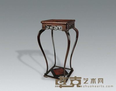 清 红木嵌樱面花几 高33cm