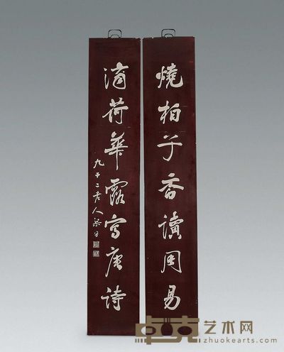 清 朱漆抱柱 高170cm