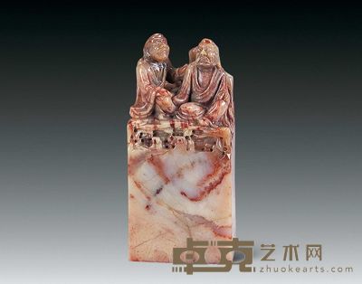清 寿山石雕人物钮印章 长4.5cm
