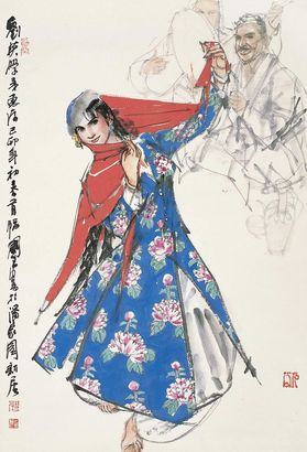 史国良 1999年作 新疆人物 立轴